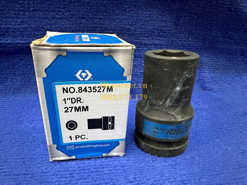 Đầu tuýp lục giác đen 1 inch 27mm Kingtony 843527M chính hãng