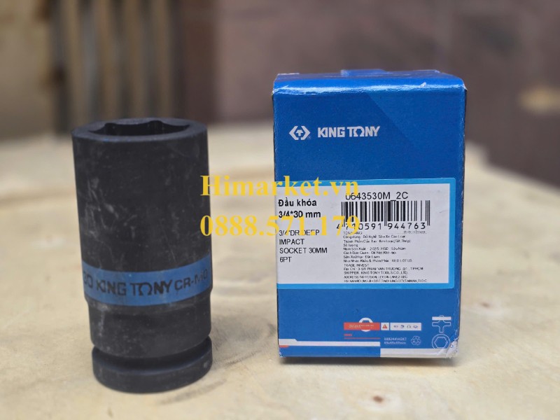 Đầu tuýp đen dài 3/4 inch 30mm Kingtony 643530M chính hãng kèm hộp