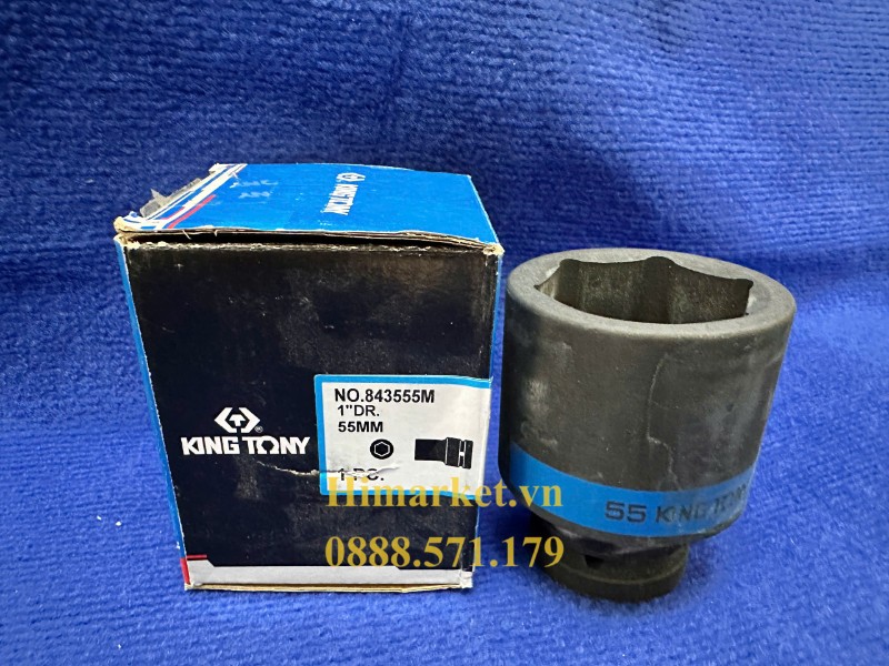 Đầu tuýp lục giác đen 55mm Kingtony 843555M chuẩn 1 inch chính hãng