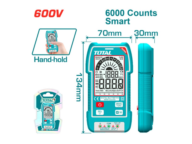 Đồng hồ đo vạn năng Total TMT516004 đo tần số 10MHz và tụ điện 60mF