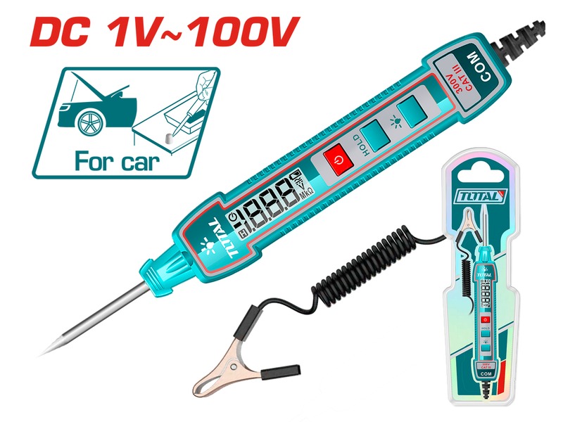 Dụng cụ kiểm tra mạch ô tô Total THTS41001 dải đo DC 1-100V màn hình số