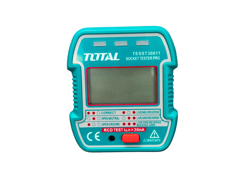 Dụng cụ kiểm tra ổ cắm Total TESST30011 hiển thị màn hình LCD kiểm tra RCD