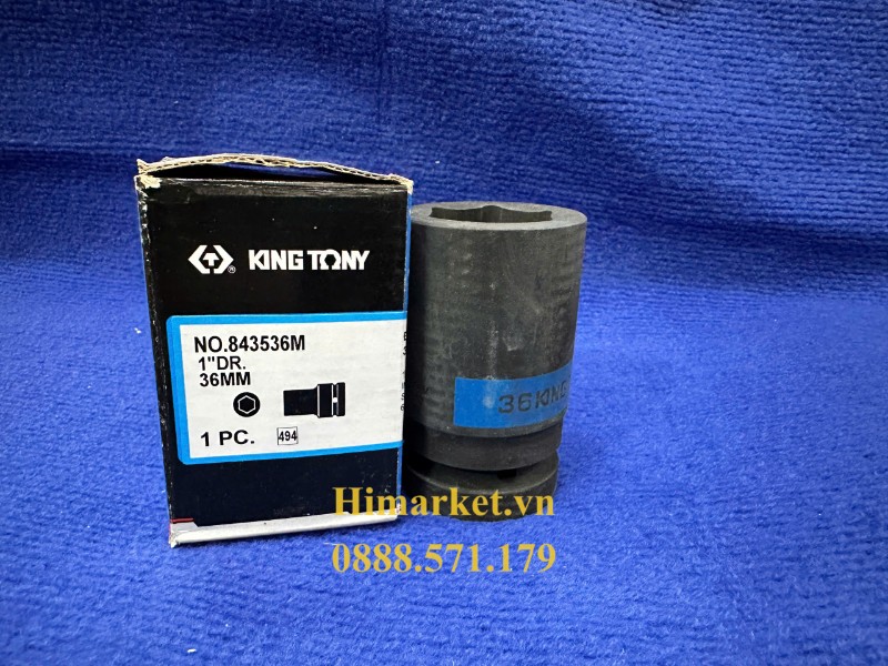 Đầu tuýp lục giác đen 36mm Kingtony 843536M chuẩn 1 inch chính hãng