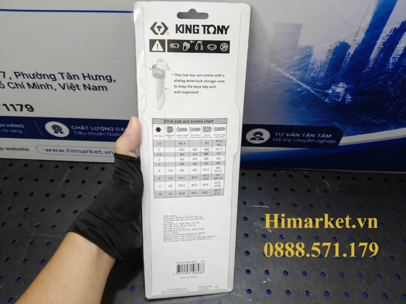 Bảng thông số kích thước vít chìm mặt sau bộ lục giác Kingtony P4020109MR
