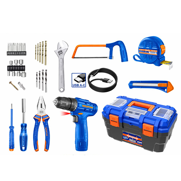 Bộ máy khoan dùng pin 12V và 77 món phụ kiện Wadfow WDT1B77