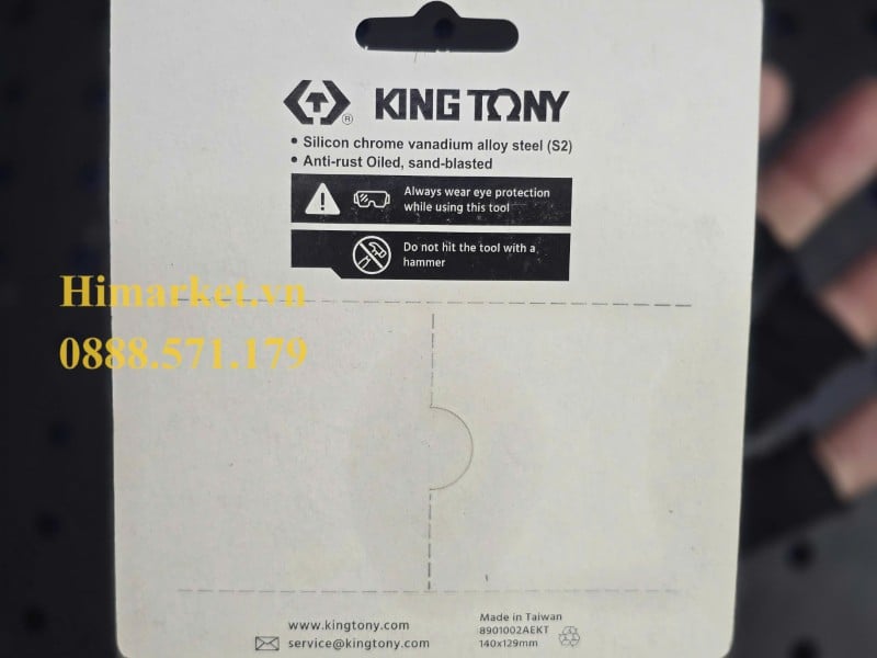 Thông tin chất liệu thép S2 và xuất xứ Đài Loan mặt sau vỉ vít Kingtony