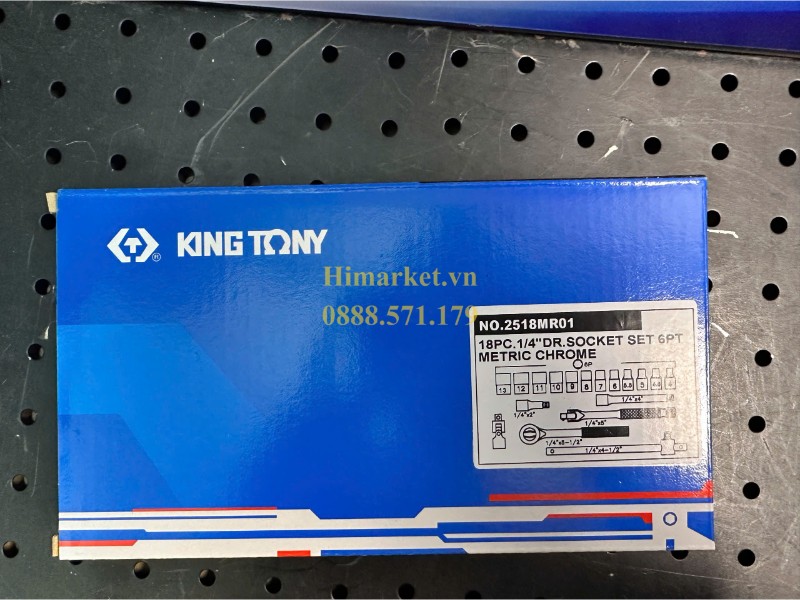 Hộp giấy bộ đầu tuýp 1/4 inch 18 chi tiết Kingtony 2518MR01