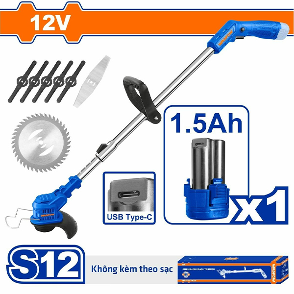 Máy Cắt Cỏ Dùng Pin 12V Wadfow WGTS512