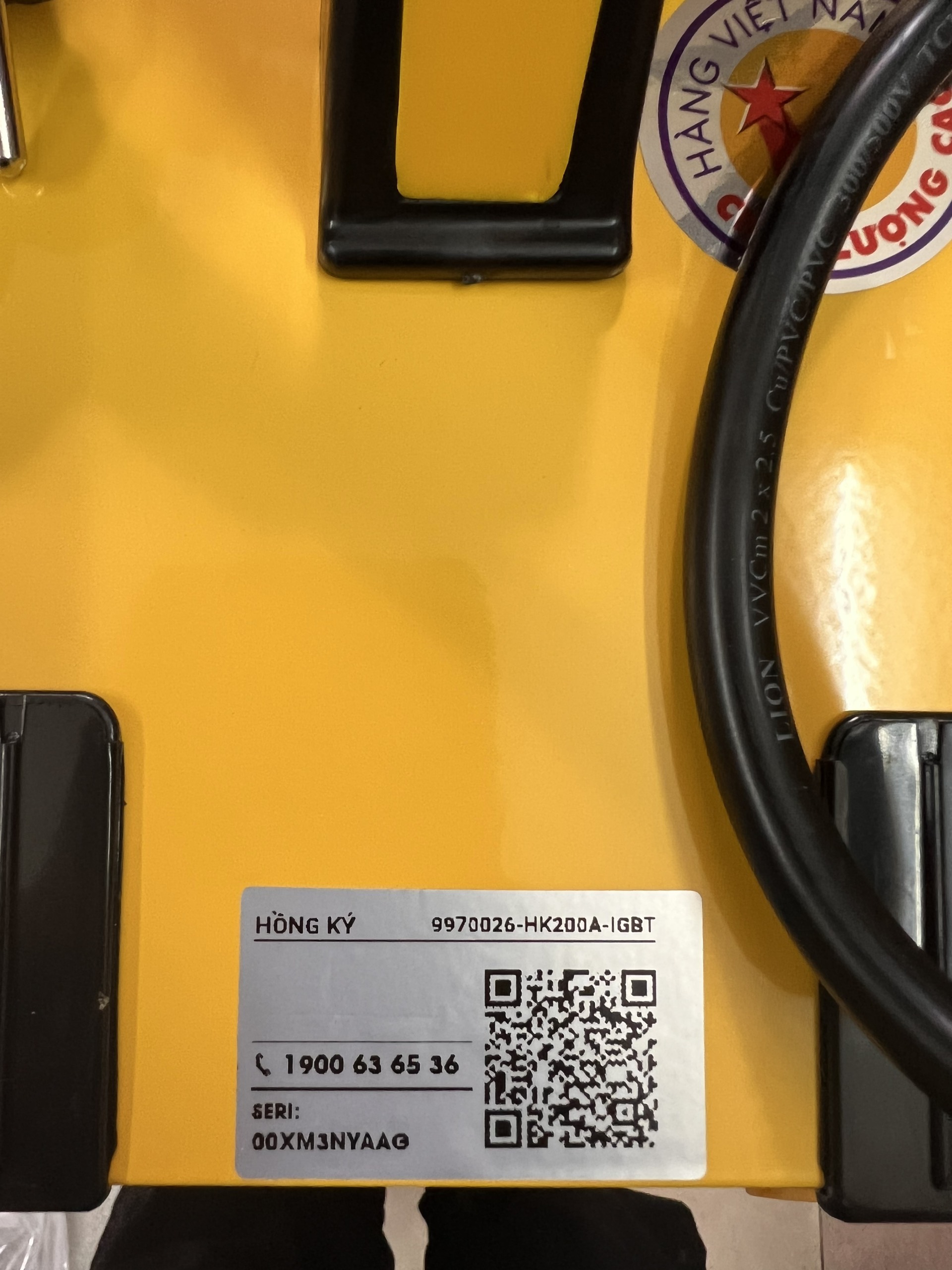 Máy Hàn Điện Tử Hồng Ký HK 200A chi tiết bên hông