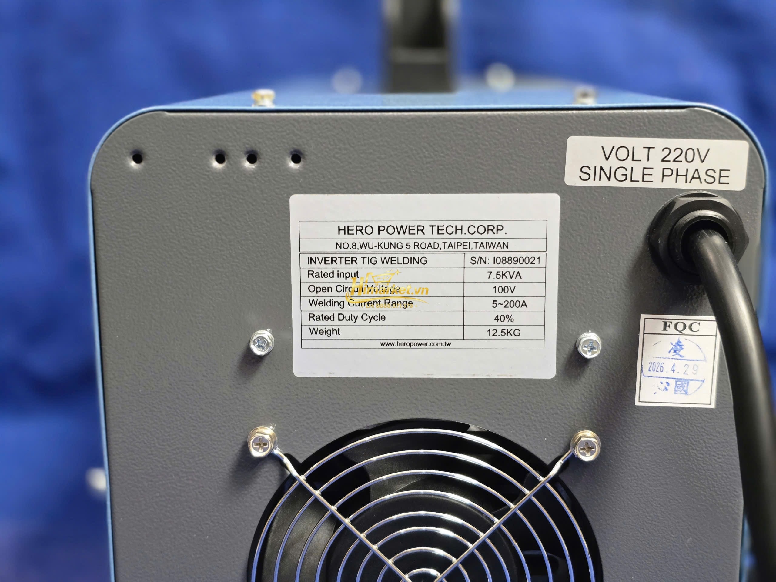 Tem thông số máy hàn TIG DC Inverter Hero F-20P 200A