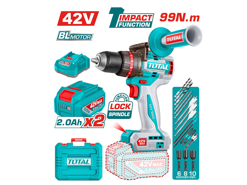 Máy khoan động lực dùng pin 42V Total TIDLI429982 chính hãng