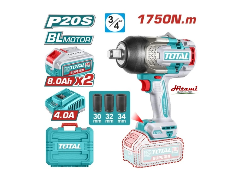 Máy vặn bu lông dùng pin 20V Total TIWLI20175 lực siết 550Nm kèm 2 pin 4.0Ah chính hãng giá tốt tại Himarket