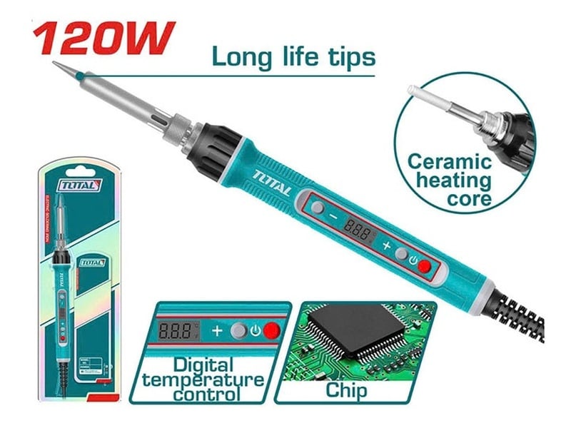 Mỏ hàn chì chỉnh nhiệt 120W Total TET01610 công suất cực mạnh chỉnh nhiệt điện tử
