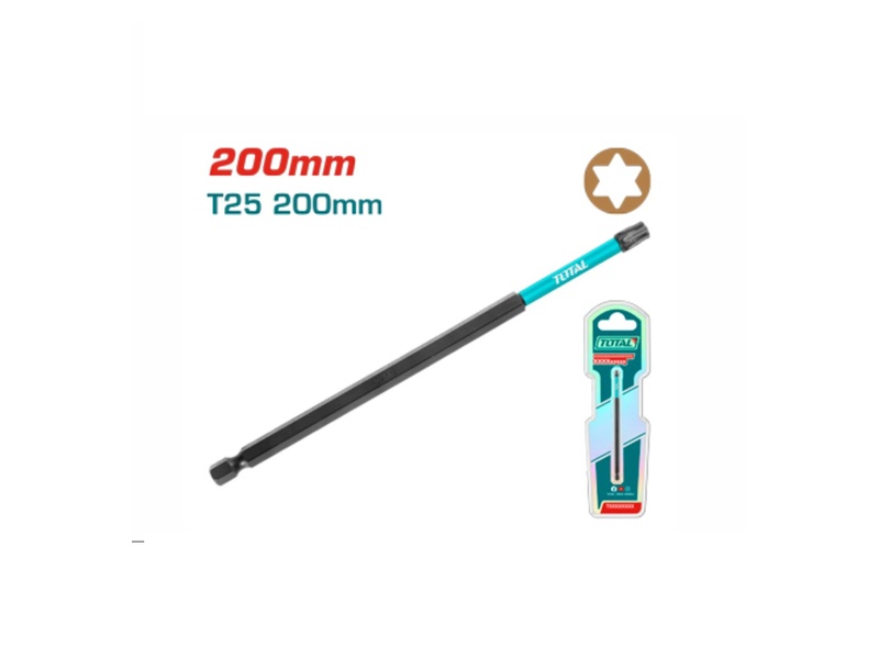 Mũi bắt vít T25x200mm Total TACIM71T25200 thép S2 hình sao Torx siêu dài 20cm chính hãng