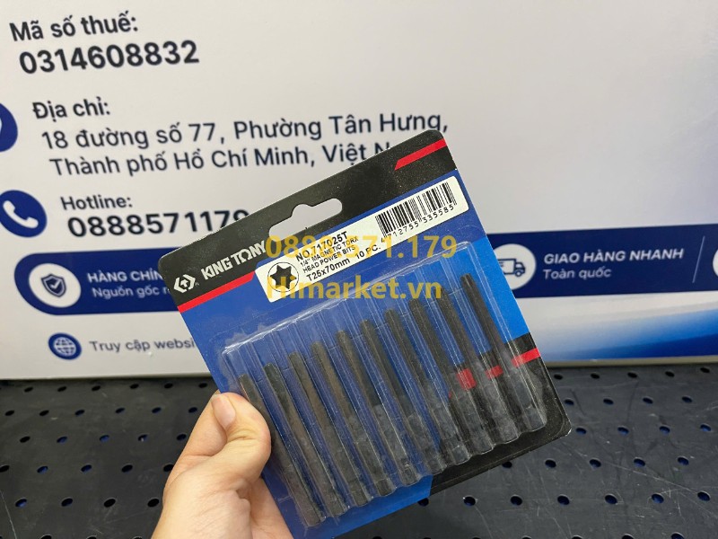Hộp 10 mũi xiết vít bông T25 Kingtony 717025T chính hãng