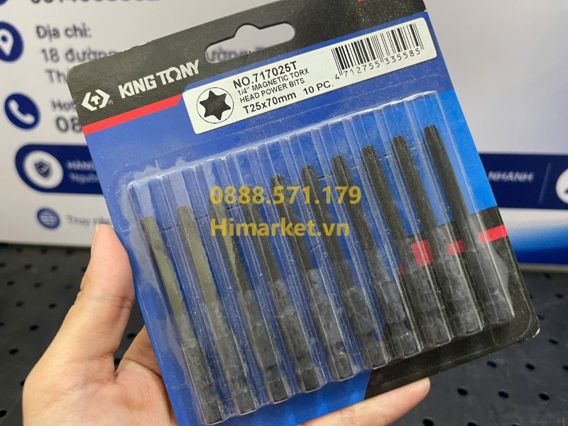 Thông số kỹ thuật mũi vít Kingtony 717025T được in rõ nét
