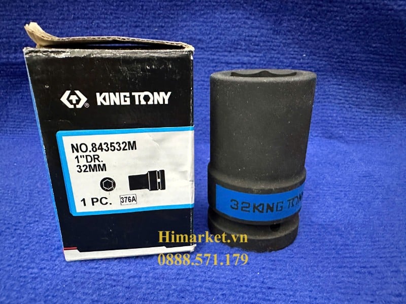 Đầu tuýp lục giác đen 32mm Kingtony 843532M chuẩn 1 inch chính hãng