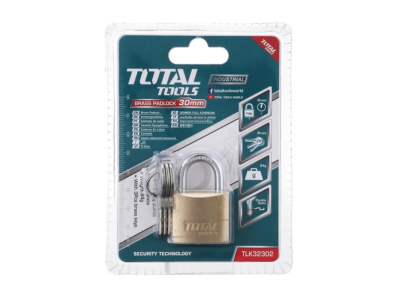 Ổ khóa đồng thau 30mm Total TLK32302 O khoa dong thau 30mm Total TLK32302 kem 3 chia khoa