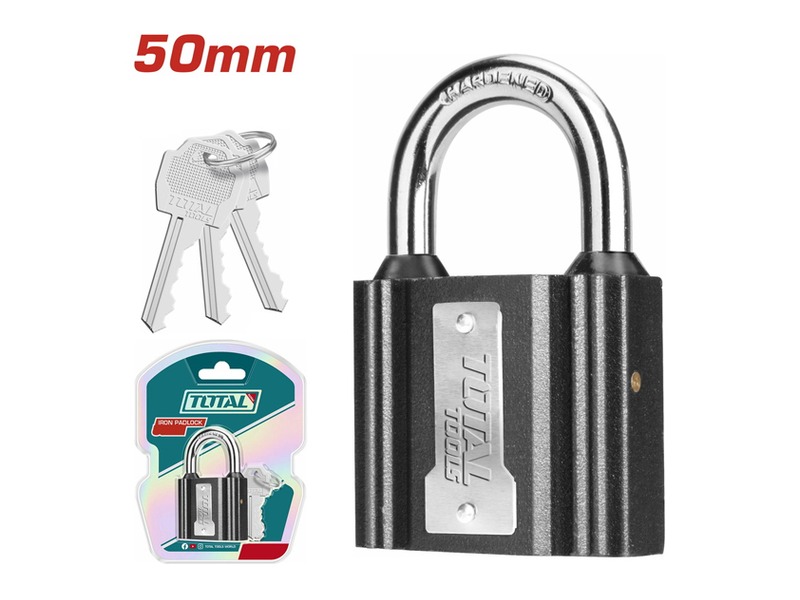 Ổ khóa sắt 50mm Total TLK31501 chống nước có nắp cao su bảo vệ