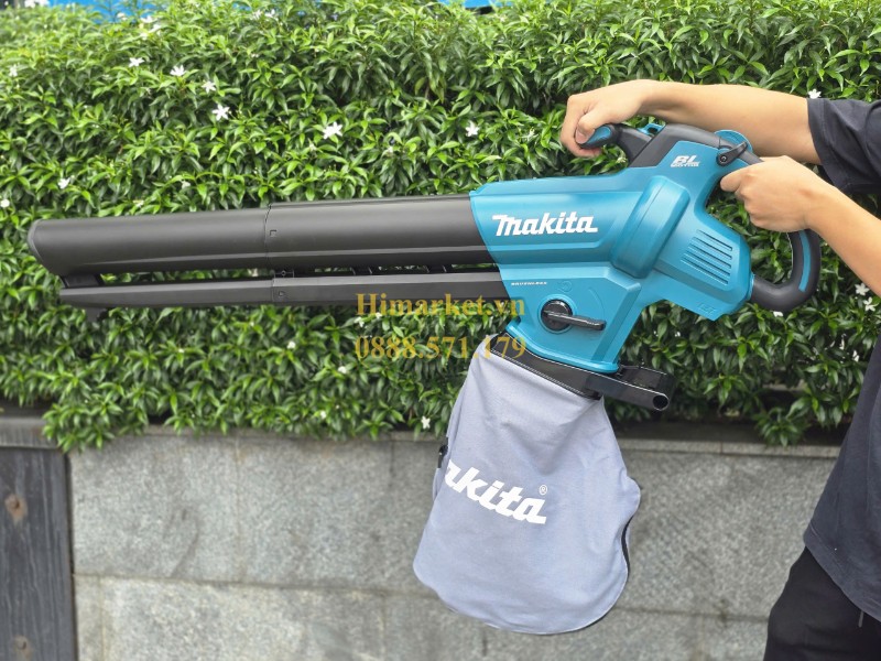 Cần gạt chuyển chế độ thổi hút và logo BL Motor trên máy Makita DUB187