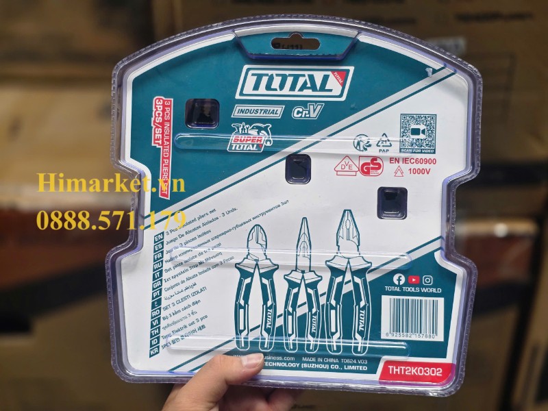 Thông số kỹ thuật và tiêu chuẩn an toàn điện trên bộ kềm TOTAL THT2K0302