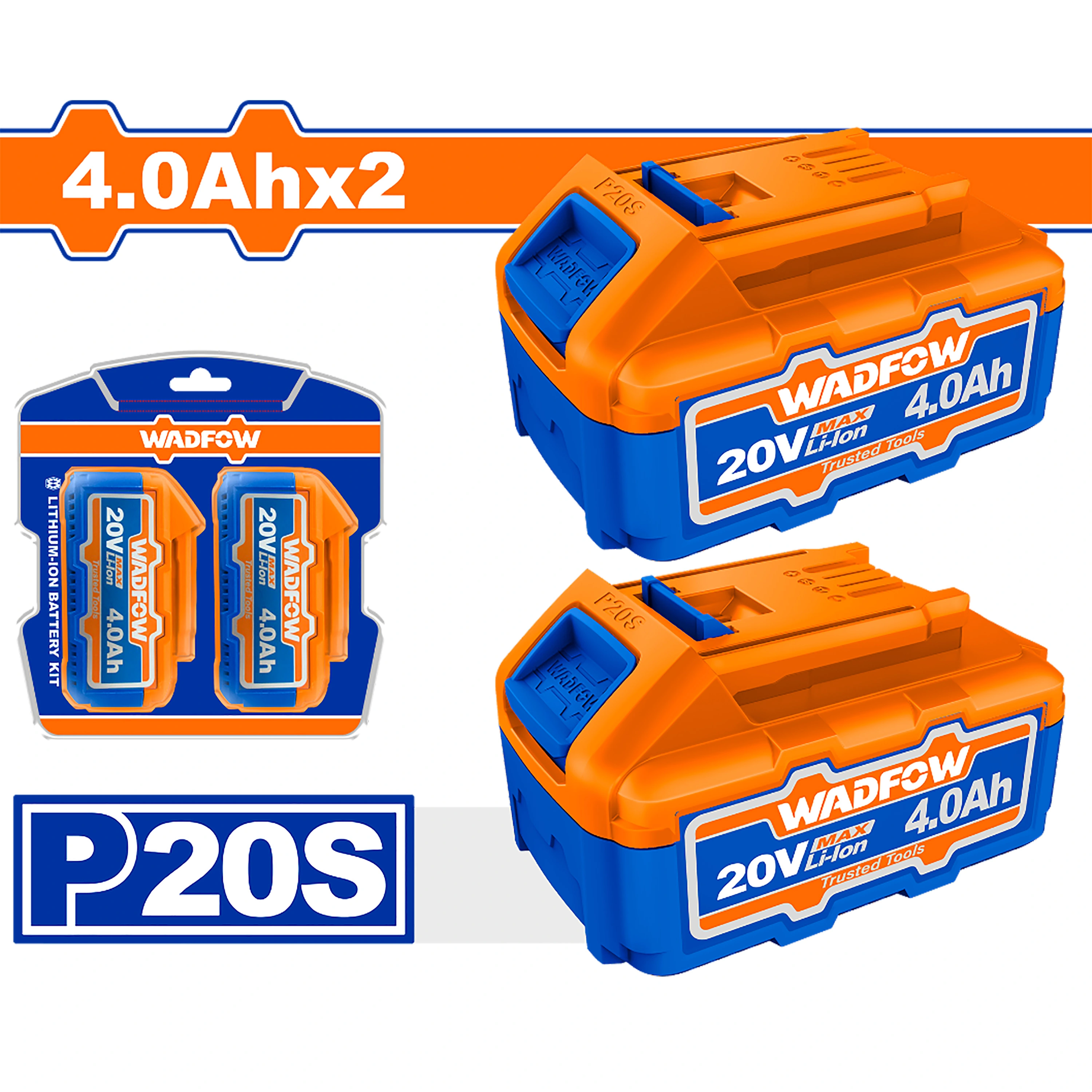 Bộ Combo 2 Pin Lithium-ion 20V/4.0Ah WADFOW WOS240685