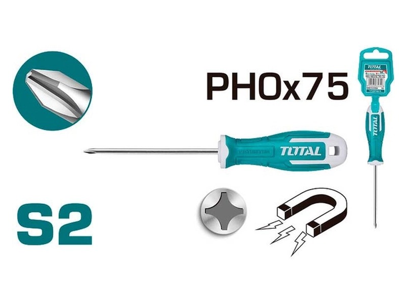 Tua vít bake PH0x75mm Total TSDPH0075 chất liệu thép S2 đầu nhỏ chính xác giá tốt tại Himarket