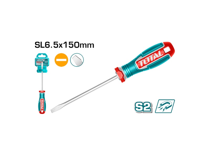 Tua vít dẹp SL6.5x150mm Total TSDSL6150 chất liệu thép S2 đầu có rãnh chống trượt chính hãng giá tốt tại Himarket