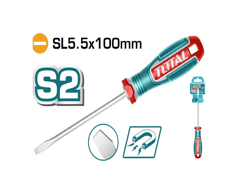 Tua Vít Dẹp Từ Tính SL5.5x100mm Total TSDSL5100 Tua vít dẹp từ tính SL5.5x100mm Total TSDSL5100 đầu vít nam châm mạnh chính hãng giá tốt tại Himarket