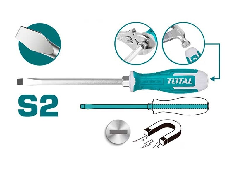 Tuốc nơ vít đóng dẹp 6x150mm Total THGS61506 chất liệu thép S2 đuôi lục giác chính hãng giá tốt tại Himarket