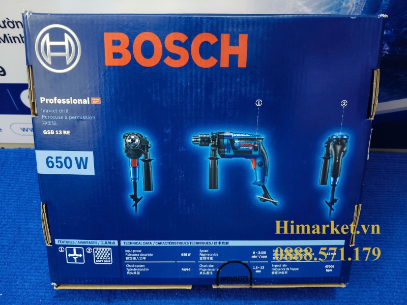 Vỏ hộp giấy chính hãng máy khoan động lực Bosch GSB 13 RE
