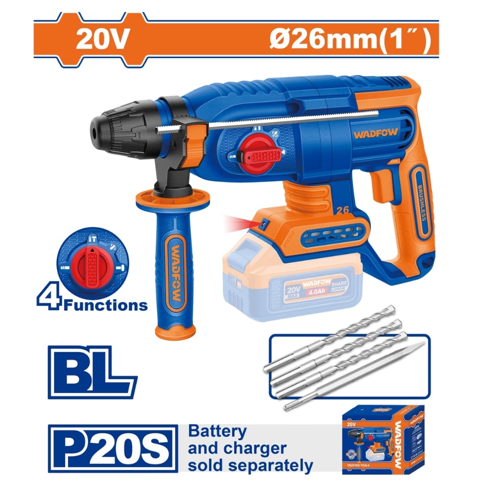 Máy khoan đục bê tông dùng pin 20V Wadfow WLM1526