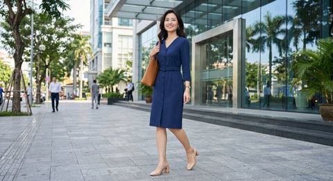 Đầm công sở + slingback