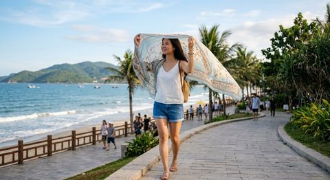Khăn choàng mỏng khi đi du lịch