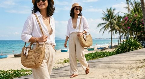 Túi cói luôn là một trong những phụ kiện đặc trưng của mùa hè