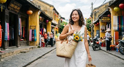 Túi cói dáng tote Mua sắm cuối tuần