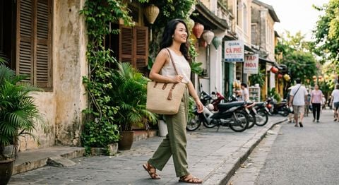 Túi cói đeo vai dạo phố