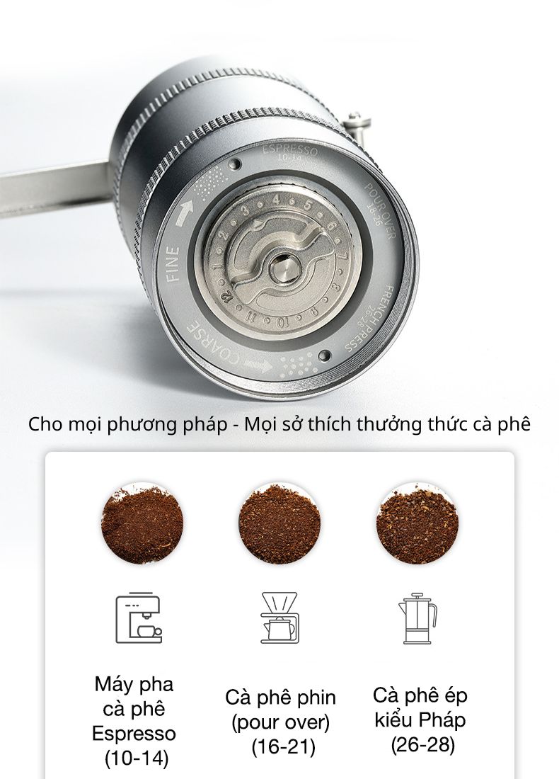 Cối xay cà phê Inox Campingmoon CC-152/Campingmoon CC-115