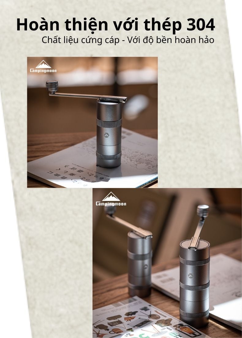 Cối xay cà phê Inox Campingmoon CC-152/Campingmoon CC-115