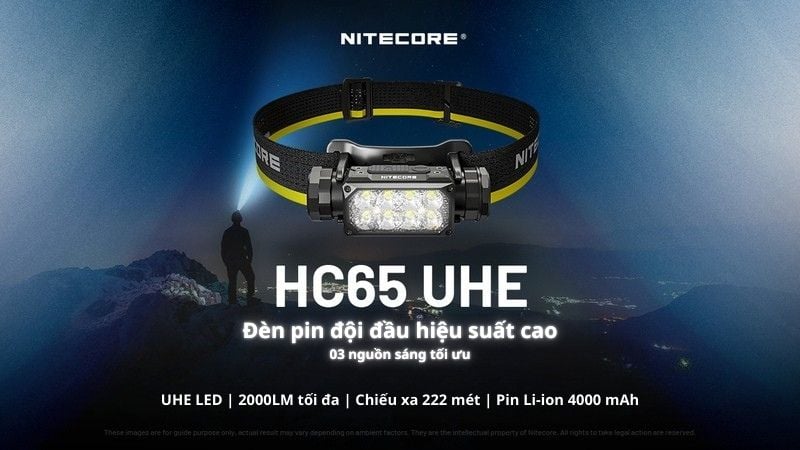 đèn pin đội đầu nitecore hc65 uhe