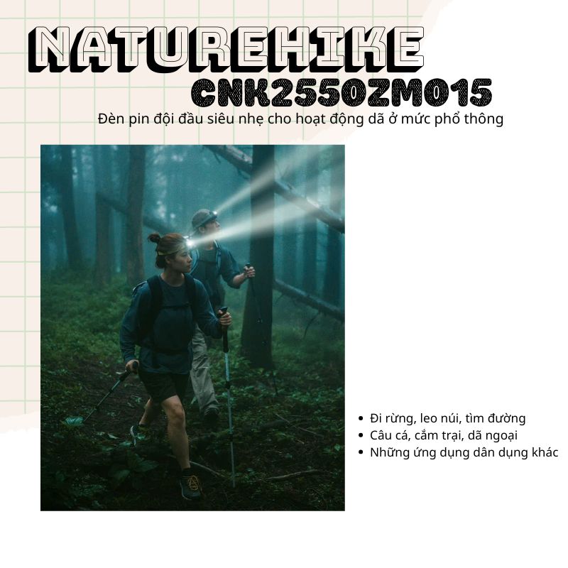 Naturehike CNK2550ZM015 - Đèn pin đội đầu cho hoạt động dã ngoại