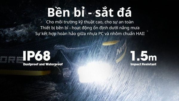 Nitecore HU70 - Đèn pin đội đầu pin dùng 02 ngày