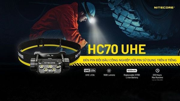 Nitecore HU70 - Đèn pin đội đầu pin dùng 02 ngày