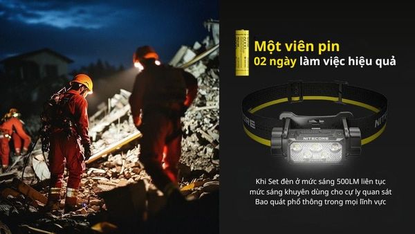 Nitecore HU70 - Đèn pin đội đầu pin dùng 02 ngày