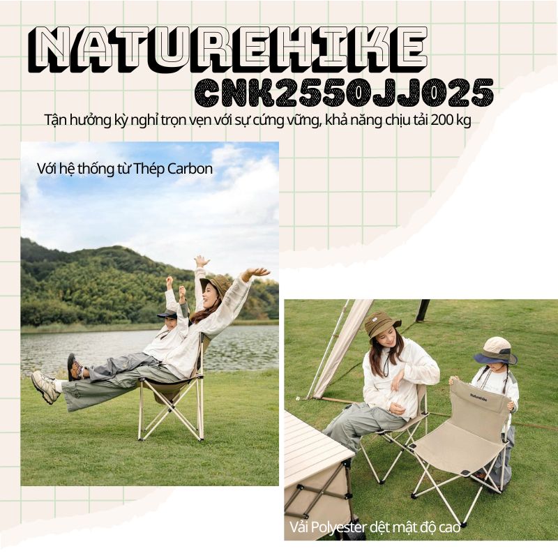 Ghế ngồi dã ngoại, câu cá gọn nhẹ Naturehike CNK2550JJ025