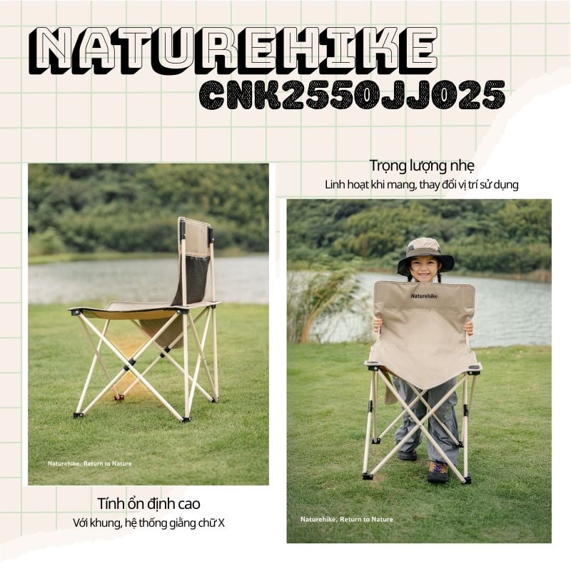 Ghế ngồi dã ngoại, câu cá gọn nhẹ Naturehike CNK2550JJ025
