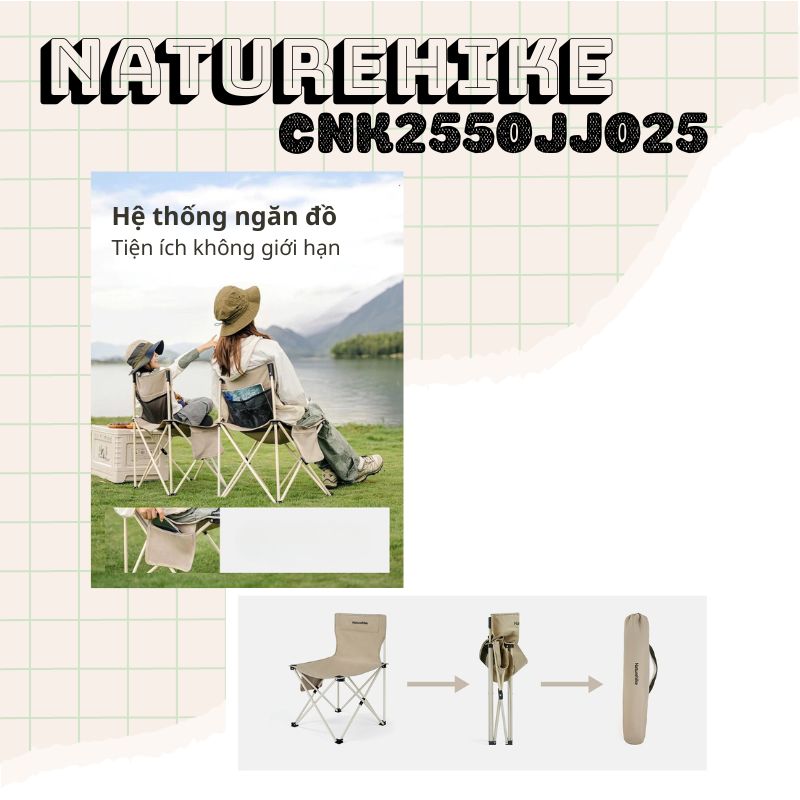 Ghế ngồi dã ngoại, câu cá gọn nhẹ Naturehike CNK2550JJ025