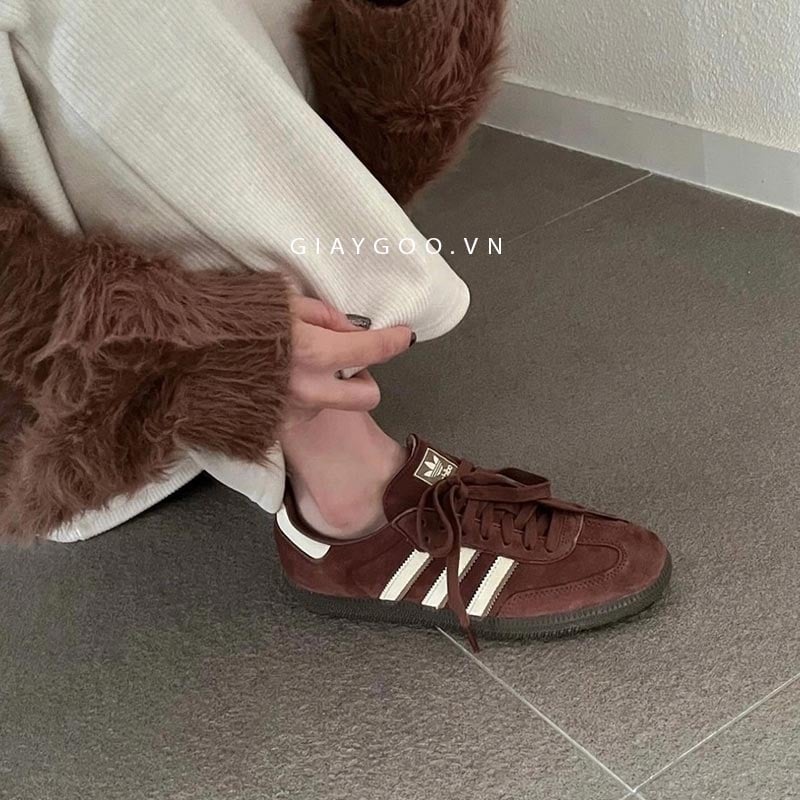 Giày Adidas Samba OG Preloved Brown IG1357 outfit nữ