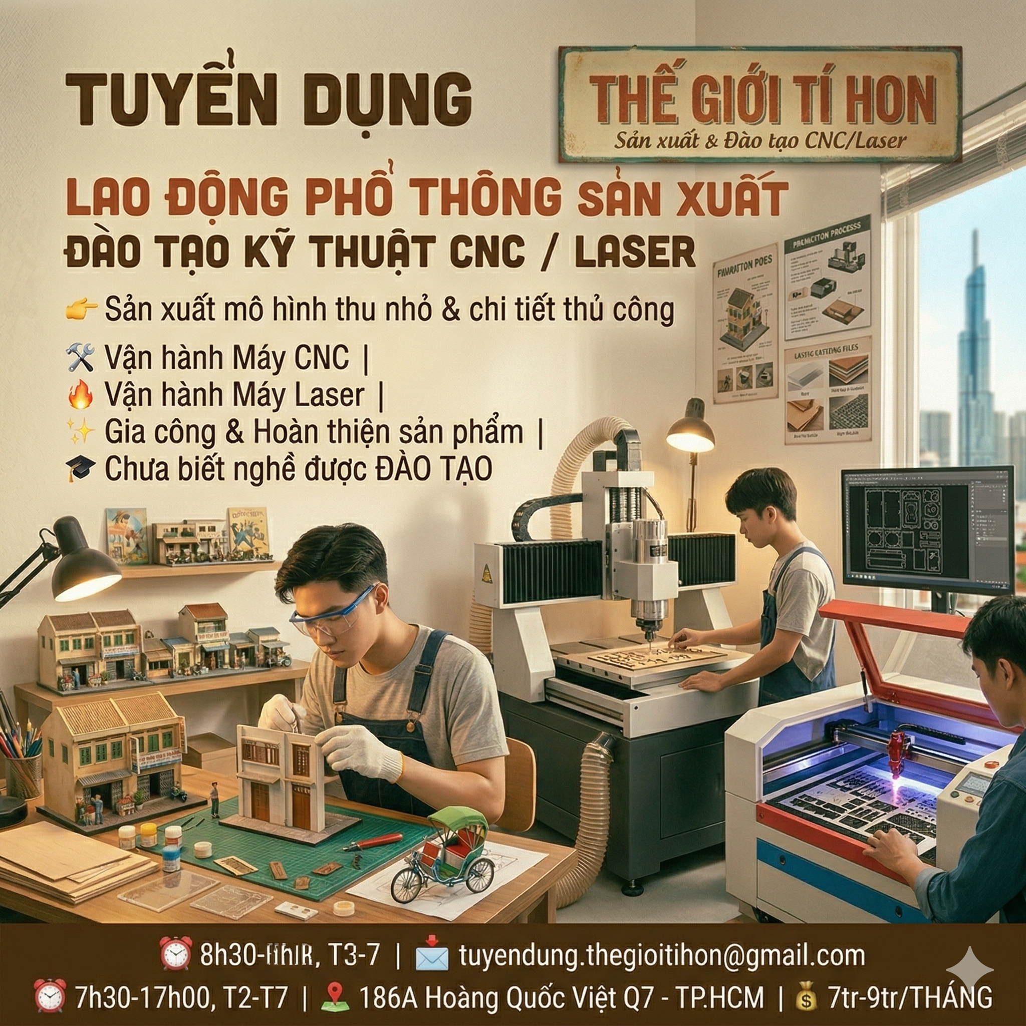 NHÂN VIÊN LAO ĐỘNG PHỔ THÔNG SẢN XUẤT – ĐÀO TẠO KỸ THUẬT CNC / LASER