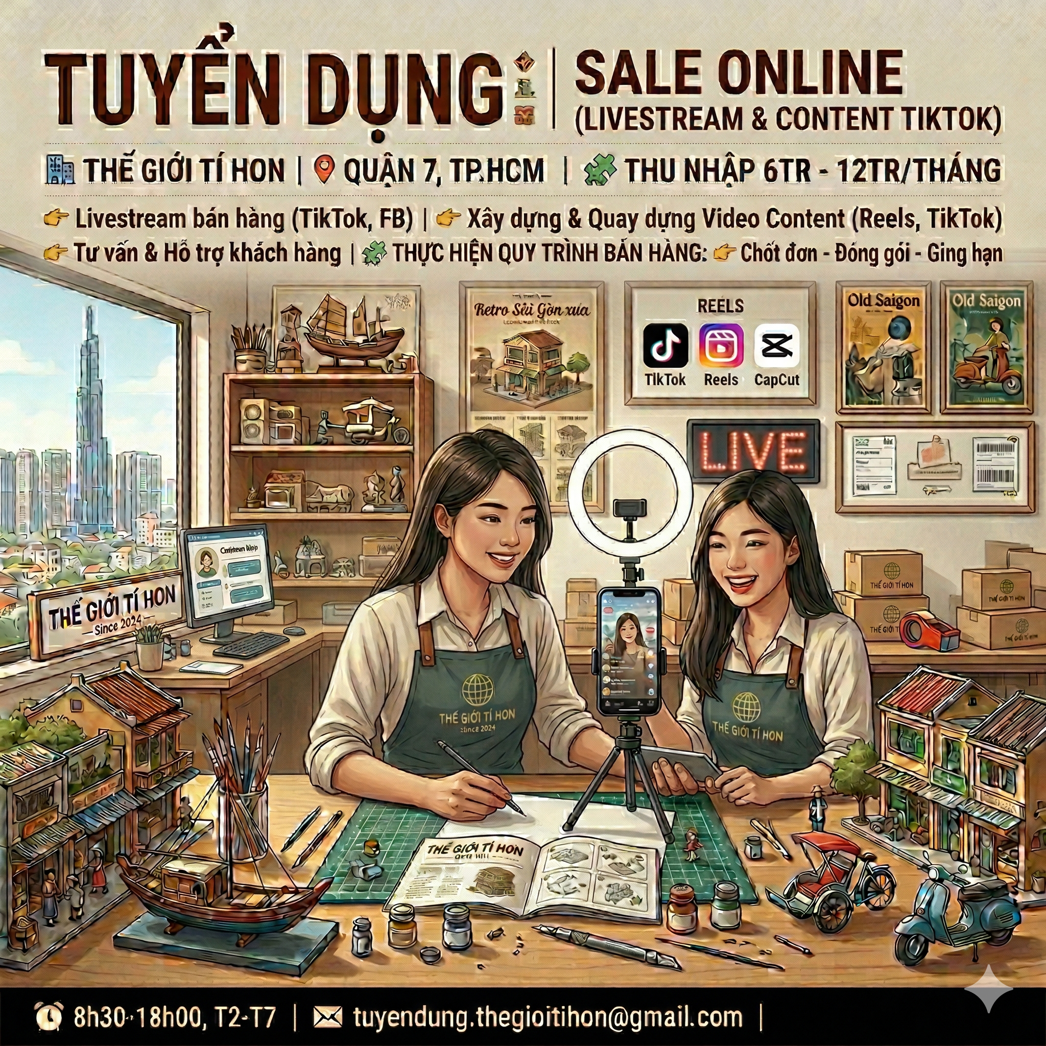 NHÂN VIÊN NỮ SALE ONLINE (LIVESTREAM & CONTENT TIKTOK)